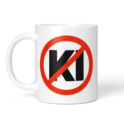 CupHaven® Anti-KI Tasse - Verbotsschild "KI" - Geschenk für KI-Gegner und Kritiker der künstlichen Intelligenz