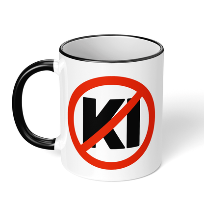 CupHaven® Anti-KI Tasse - Verbotsschild "KI" - Geschenk für KI-Gegner und Kritiker der künstlichen Intelligenz