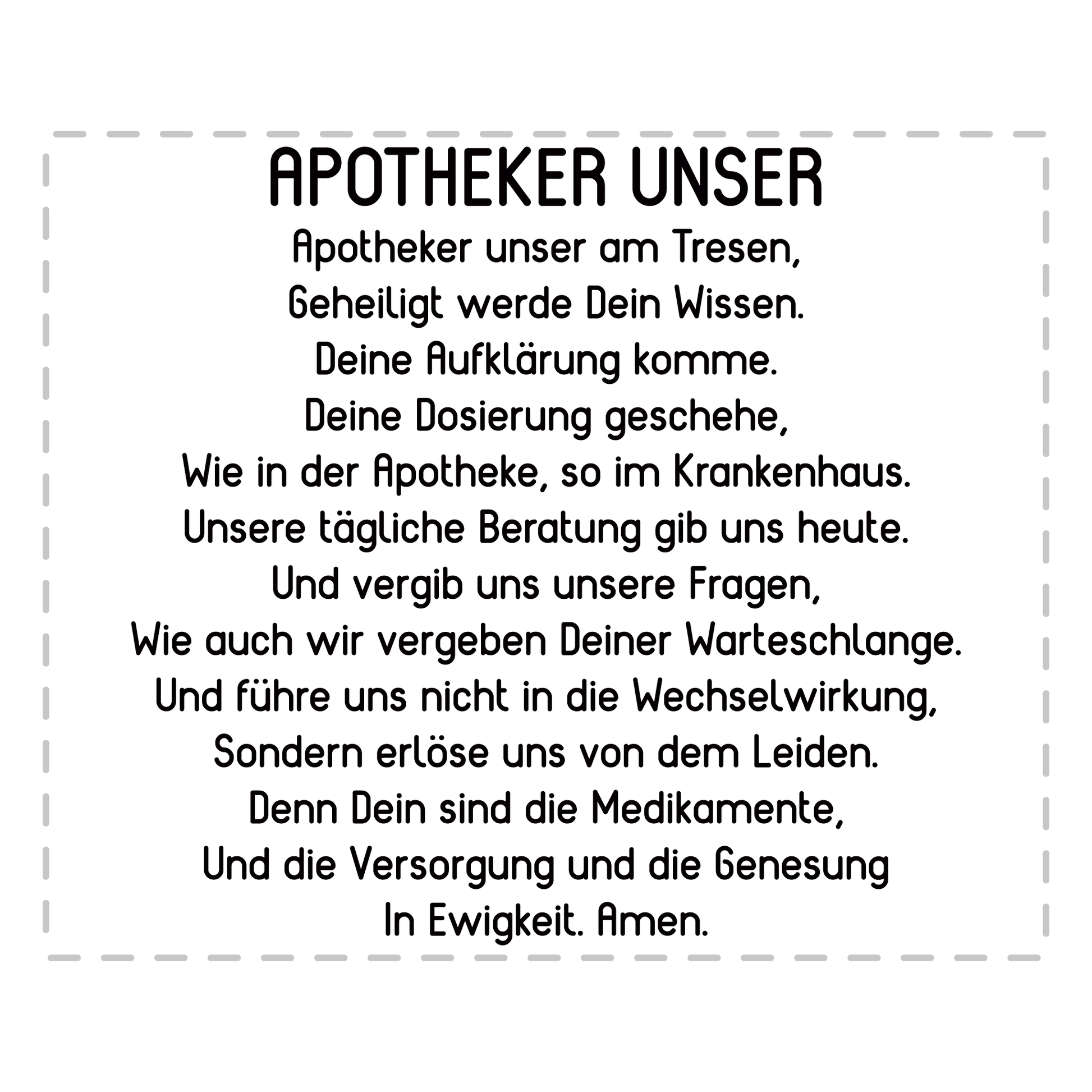 Apotheker Tasse - "Apotheker Unser" Gebet (Apothekerin, Apotheke, Geschenk)