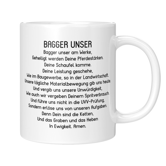 Baggerfahrer Tasse - "Bagger Unser"-Gebet (Baggerfahrerin, Geschenk)
