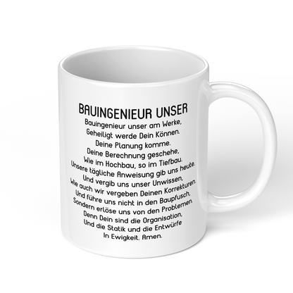 CupHaven® Bauingenieur Tasse - "Bauingenieur Unser"-Gebet - Geschenk für Bauingenieure und Bauingenieurinnen