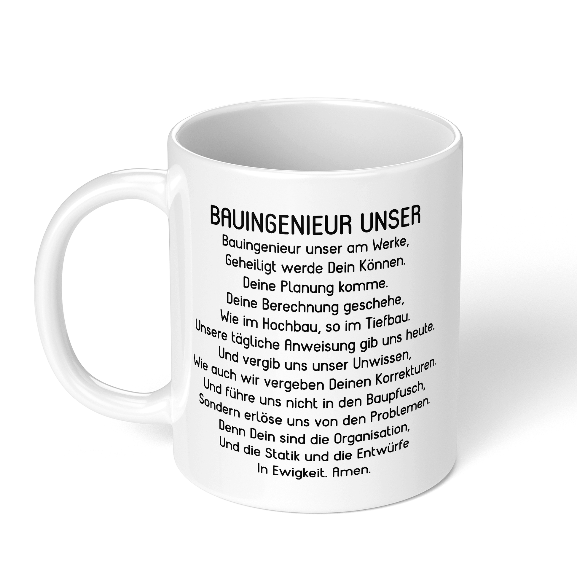 CupHaven® Bauingenieur Tasse - "Bauingenieur Unser"-Gebet - Geschenk für Bauingenieure und Bauingenieurinnen