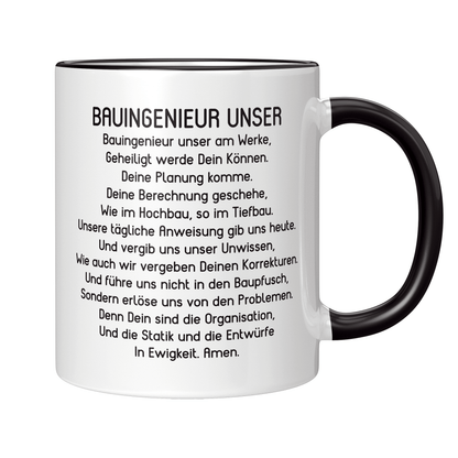 Bauingenieur Tasse - "Bauingenieur Unser" Gebet (Bauingenieurin, Geschenk)