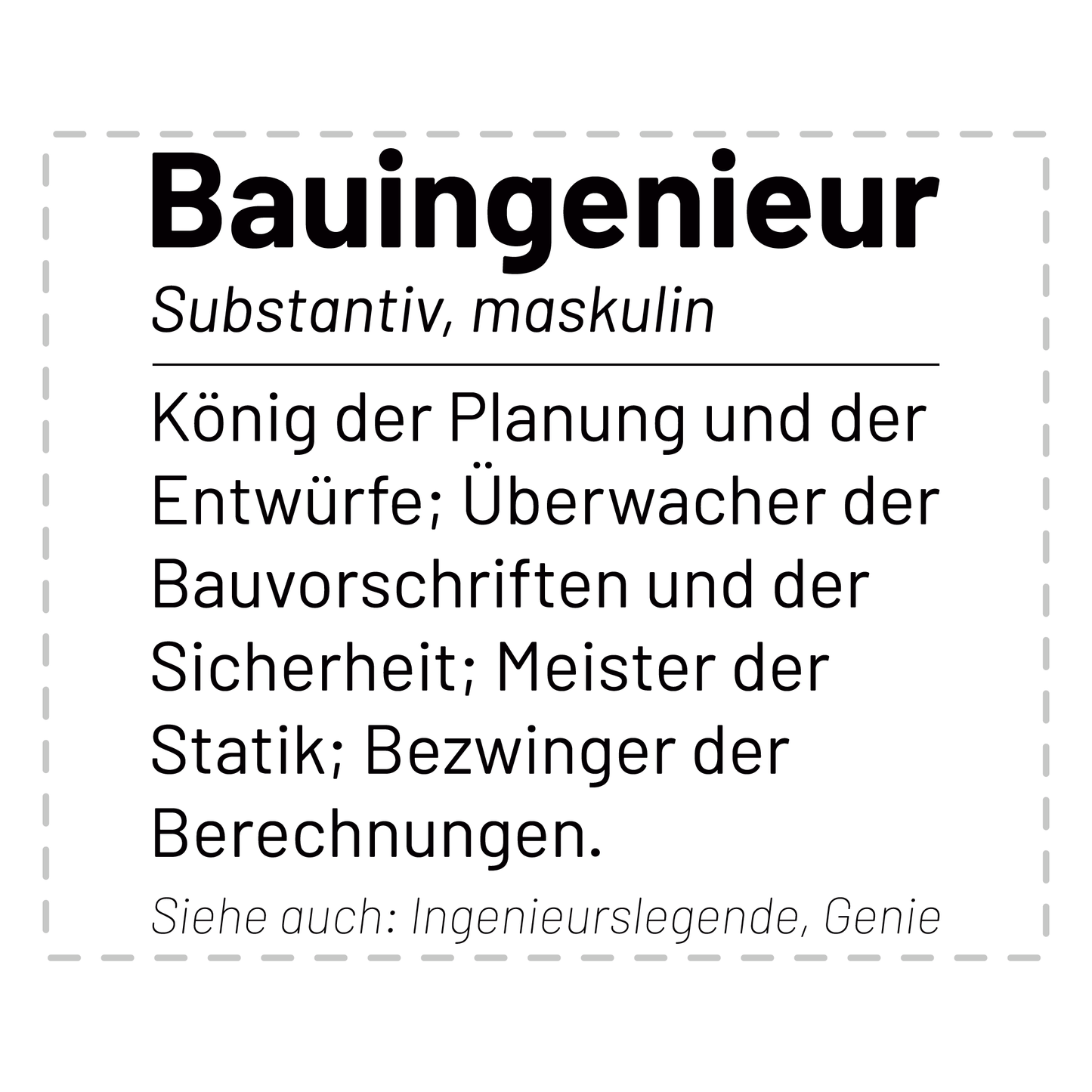 Bauingenieur Tasse - Wörterbucheintrag: Bauingenieur (Bauingenieurin, Geschenk)