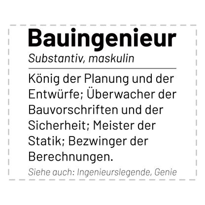 Bauingenieur Tasse - Wörterbucheintrag: Bauingenieur (Bauingenieurin, Geschenk)