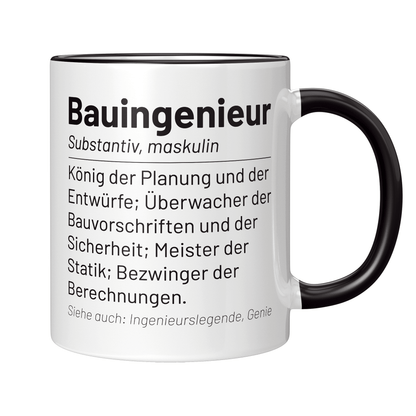 Bauingenieur Tasse - Wörterbucheintrag: Bauingenieur (Bauingenieurin, Geschenk)