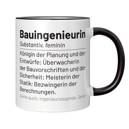 Bauingenieur Tasse - Wörterbucheintrag: Bauingenieurin (Geschenk)