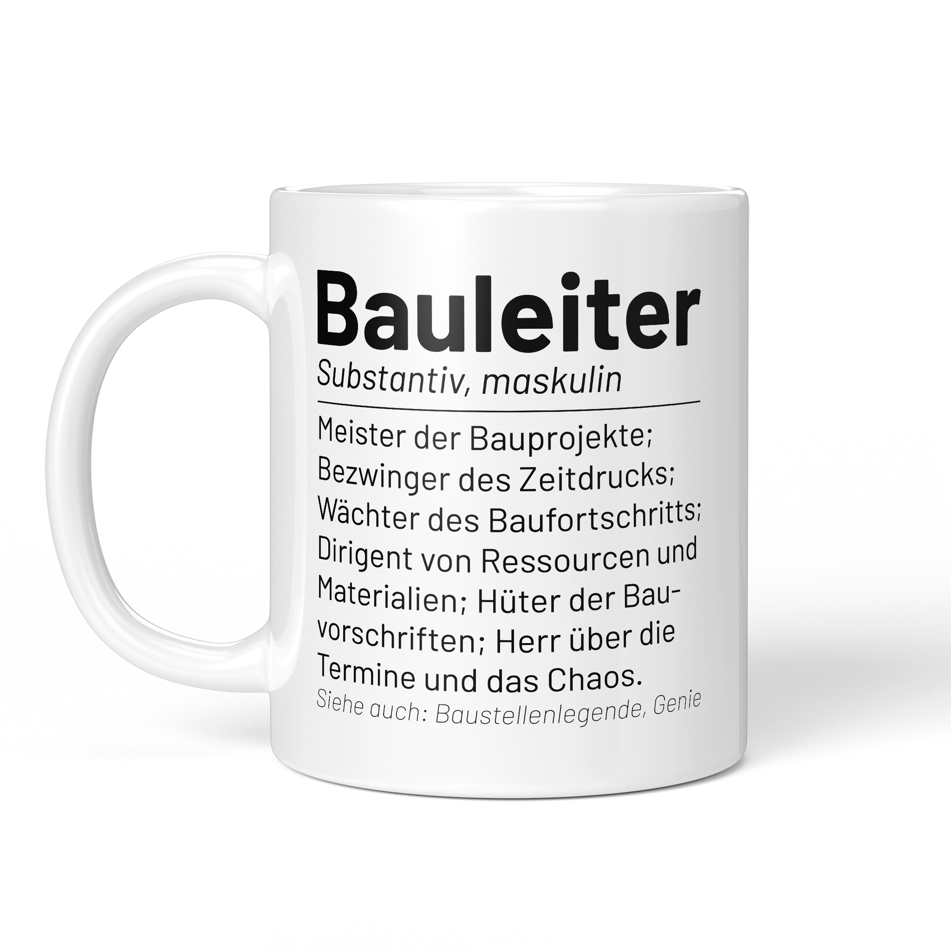 CupHaven® Bauleiter Tasse - Wörterbuch "Bauleiter" - Geschenk für Bauleiter und Bauleiterinnen