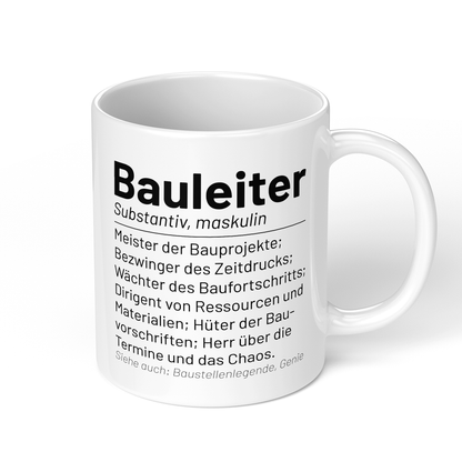 CupHaven® Bauleiter Tasse - Wörterbuch "Bauleiter" - Geschenk für Bauleiter und Bauleiterinnen