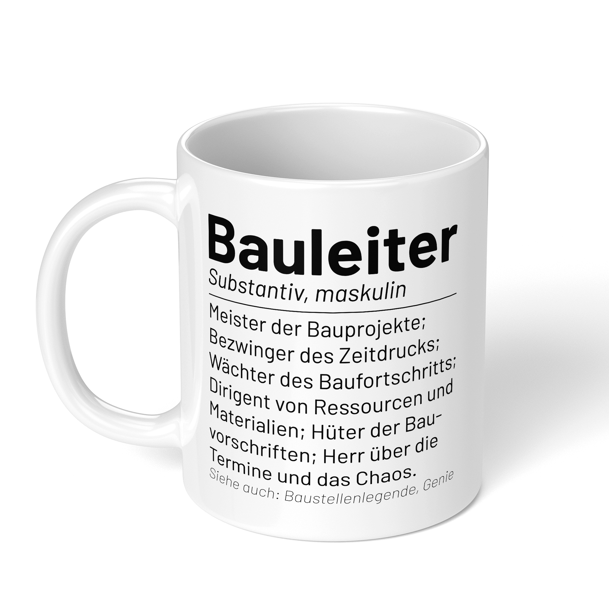 CupHaven® Bauleiter Tasse - Wörterbuch "Bauleiter" - Geschenk für Bauleiter und Bauleiterinnen
