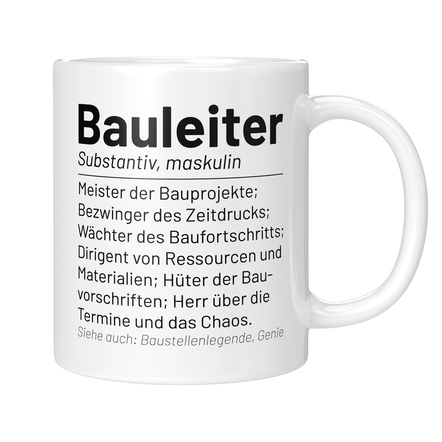 CupHaven® Bauleiter Tasse - Wörterbuch "Bauleiter" - Geschenk für Bauleiter und Bauleiterinnen