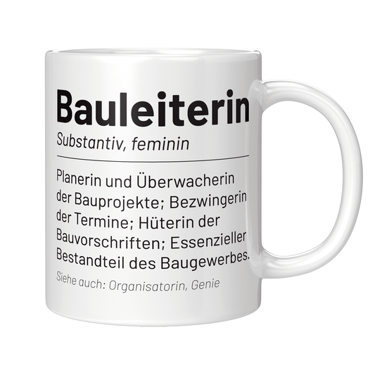 Bauleiter Tasse - Wörterbuch "Bauleiterin" (Bauleitung, Geschenk)