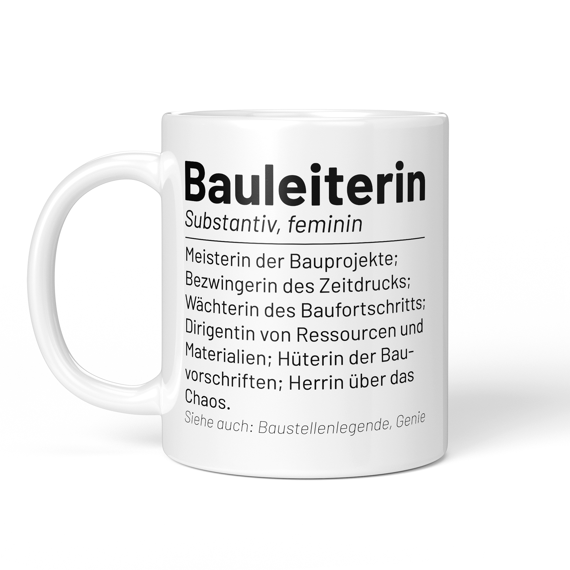 CupHaven® Bauleiter Tasse - Wörterbuch "Bauleiterin" - Geschenk für Bauleiter und Bauleiterinnen