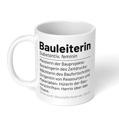 CupHaven® Bauleiter Tasse - Wörterbuch "Bauleiterin" - Geschenk für Bauleiter und Bauleiterinnen