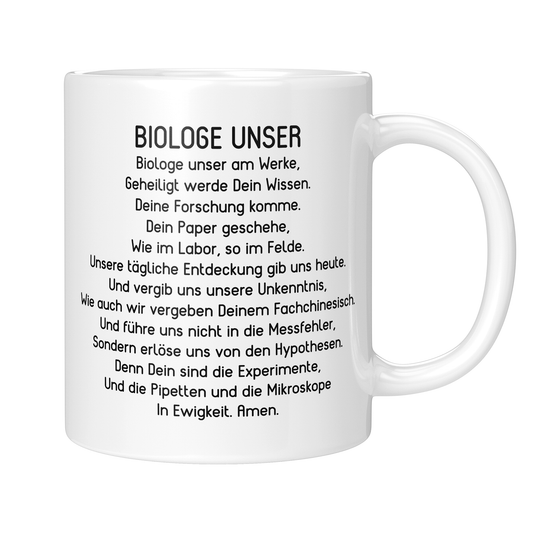 CupHaven® Biologe Tasse - "Biologe Unser"-Gebet - Geschenk für Biologen und Biologinnen