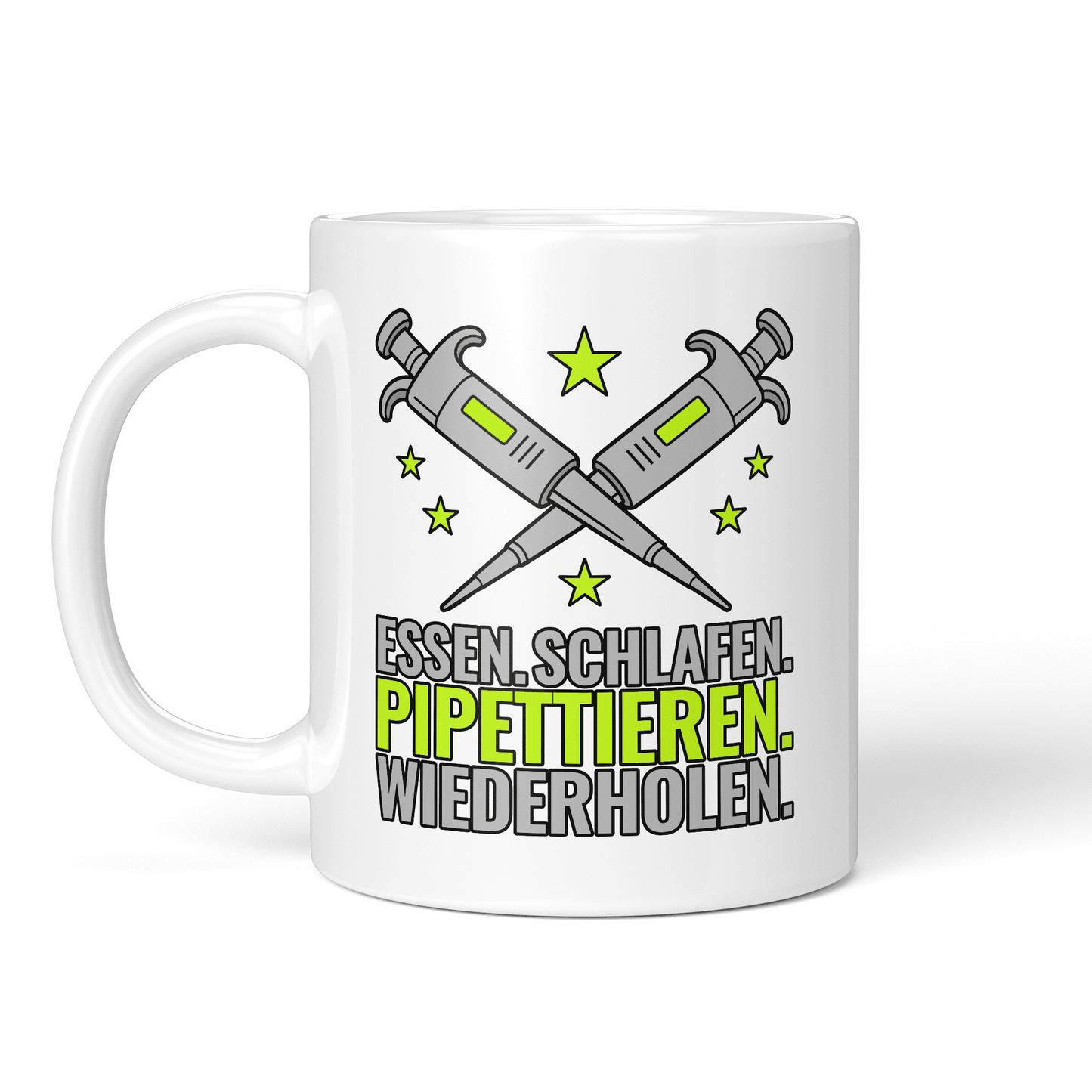 CupHaven® Biologie Tasse - Essen. Schlafen. Pipettieren. Wiederholen. - Geschenk für Biologen, die tagtäglich die Pipette nutzen