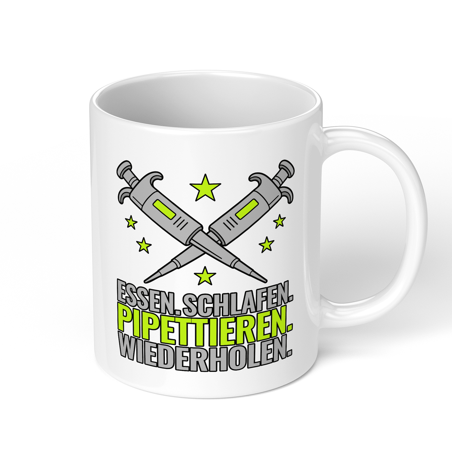 CupHaven® Biologie Tasse - Essen. Schlafen. Pipettieren. Wiederholen. - Geschenk für Biologen, die tagtäglich die Pipette nutzen