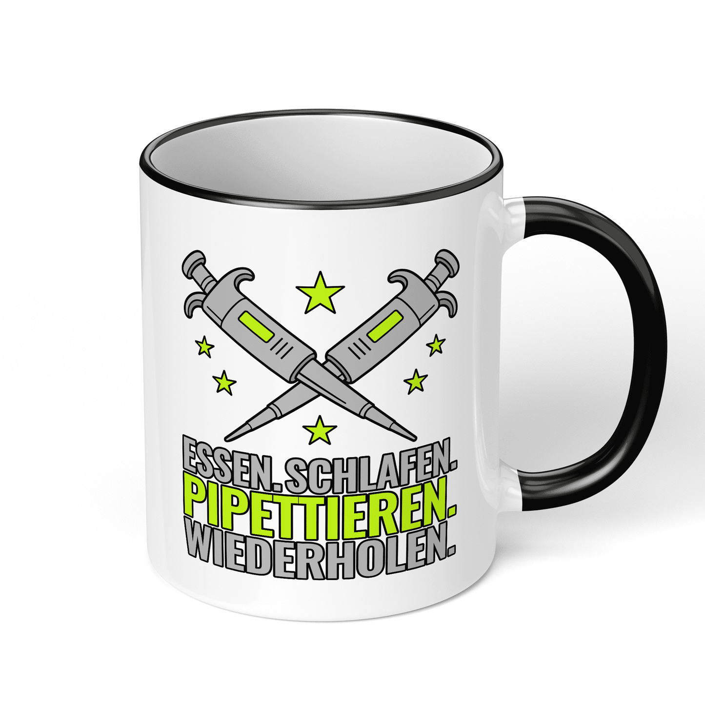 CupHaven® Biologie Tasse - Essen. Schlafen. Pipettieren. Wiederholen. - Geschenk für Biologen, die tagtäglich die Pipette nutzen