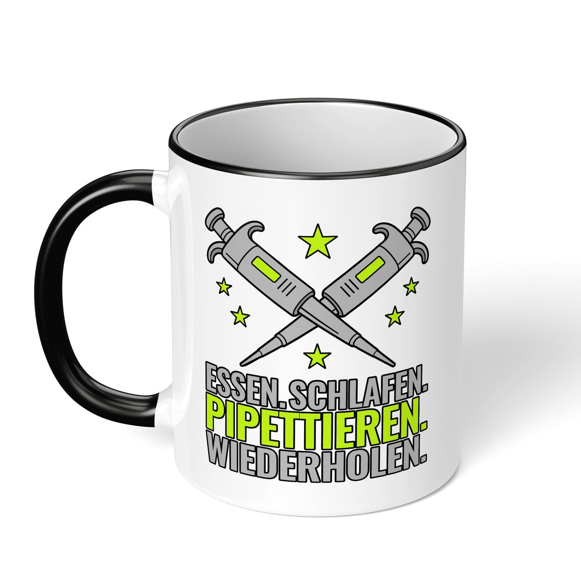 CupHaven® Biologie Tasse - Essen. Schlafen. Pipettieren. Wiederholen. - Geschenk für Biologen, die tagtäglich die Pipette nutzen
