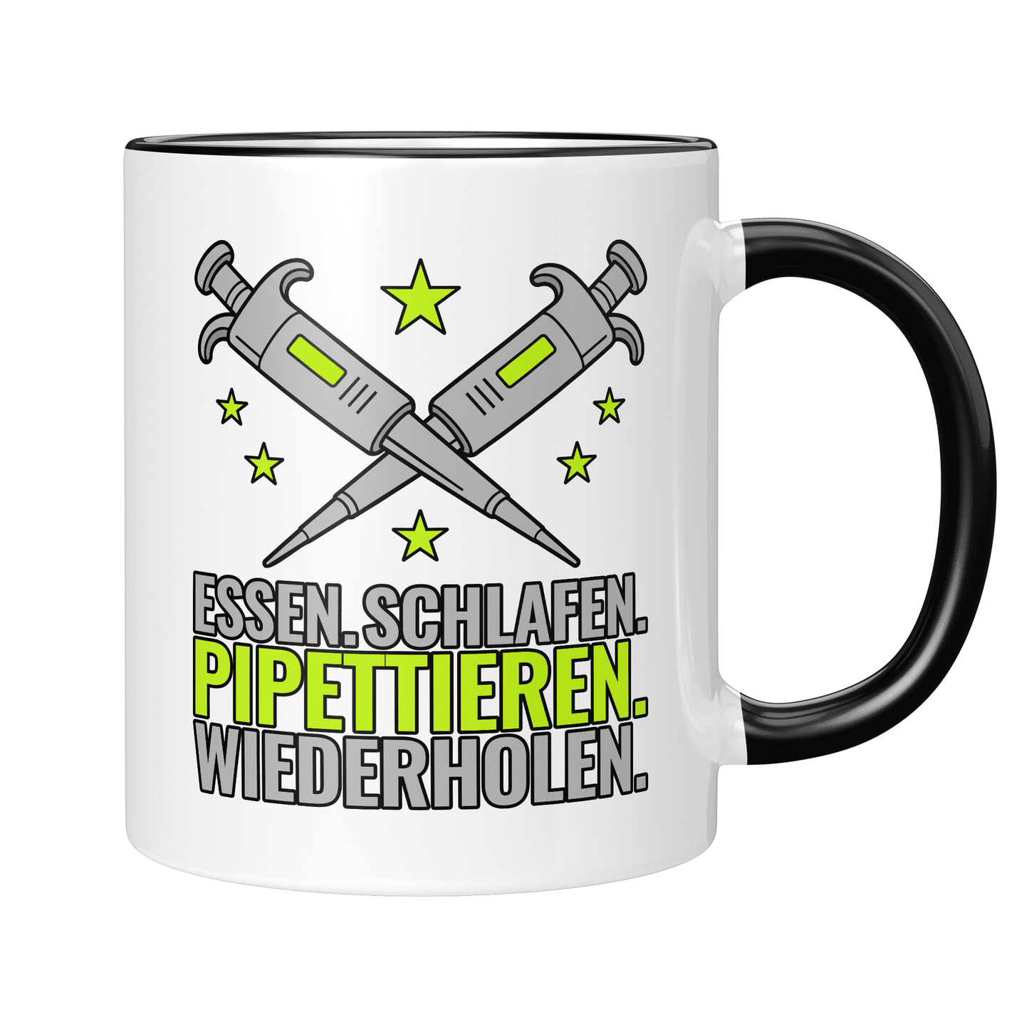 CupHaven® Biologie Tasse - Essen. Schlafen. Pipettieren. Wiederholen. - Geschenk für Biologen, die tagtäglich die Pipette nutzen