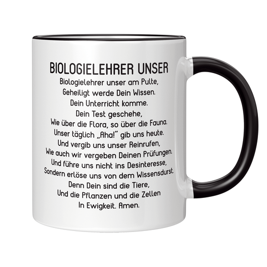 Biologielehrer Tasse - "Biologielehrer Unser" Gebet (Biologie, Lehrer, Geschenk)