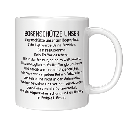 Bogenschießen Tasse - "Bogenschütze Unser"-Gebet (Bogenschützin, Bogensport, Geschenk)