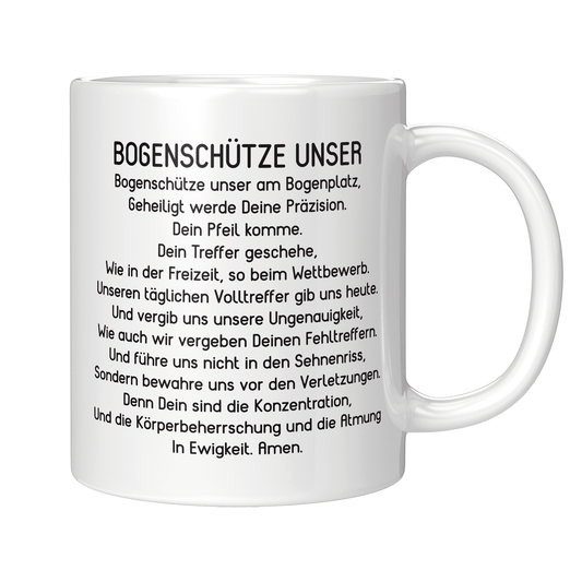 Bogenschießen Tasse - "Bogenschütze Unser"-Gebet (Bogenschützin, Bogensport, Geschenk)