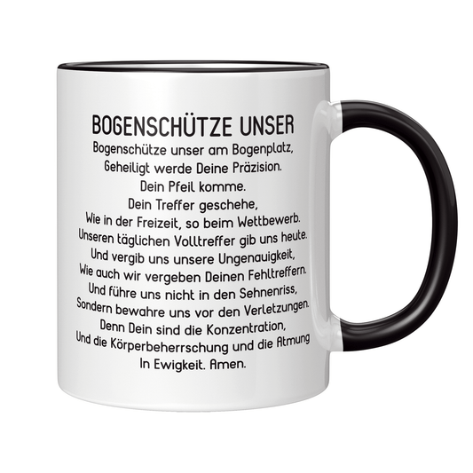 Bogenschießen Tasse - "Bogenschütze Unser"-Gebet (Bogenschützin, Bogensport, Geschenk)