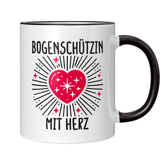 Bogenschießen Tasse – Bogenschützin mit Herz (Bogenschütze, Bogensport, Geschenk)