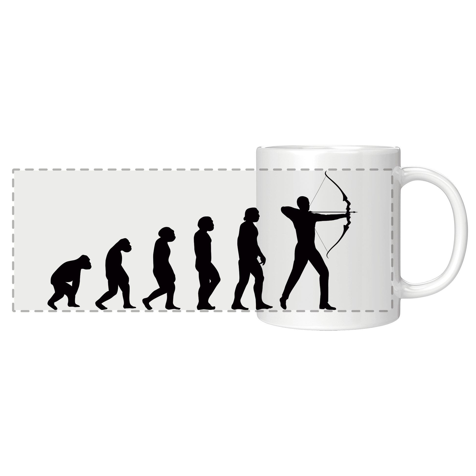 Bogenschießen Tasse - Evolution des Bogenschützen (Bogenschützin, Bogensport, Geschenk)