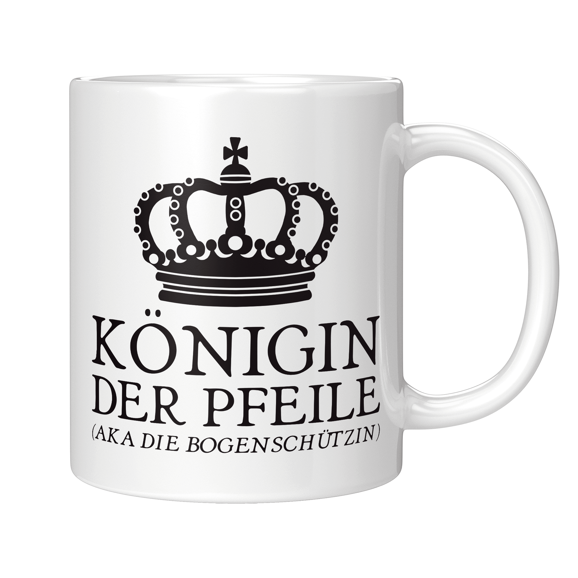 Bogenschießen Tasse - Königin der Pfeile aka die Bogenschützin (Bogenschütze, Bogensport, Geschenk)