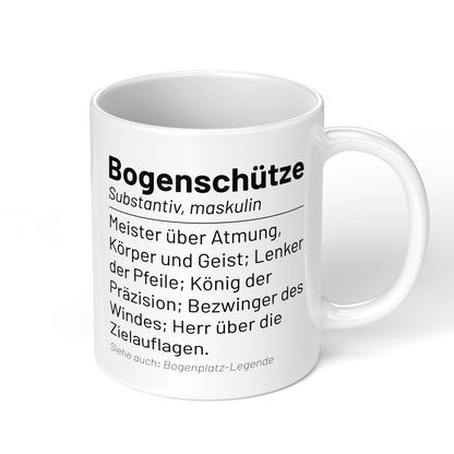 CupHaven® Bogenschießen Tasse - Wörterbuch "Bogenschütze" - Geschenk für Bogenschützen und Bogenschützinnen