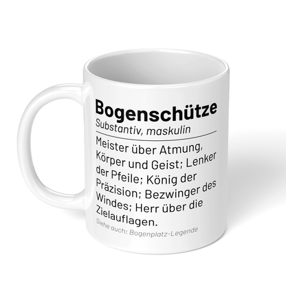 CupHaven® Bogenschießen Tasse - Wörterbuch "Bogenschütze" - Geschenk für Bogenschützen und Bogenschützinnen