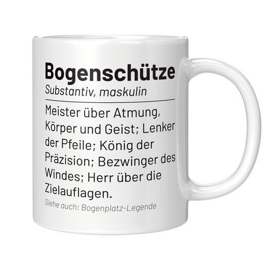 Bogenschießen Tasse - Wörterbuch "Bogenschütze" (Bogenschützin, Bogensport, Geschenk)