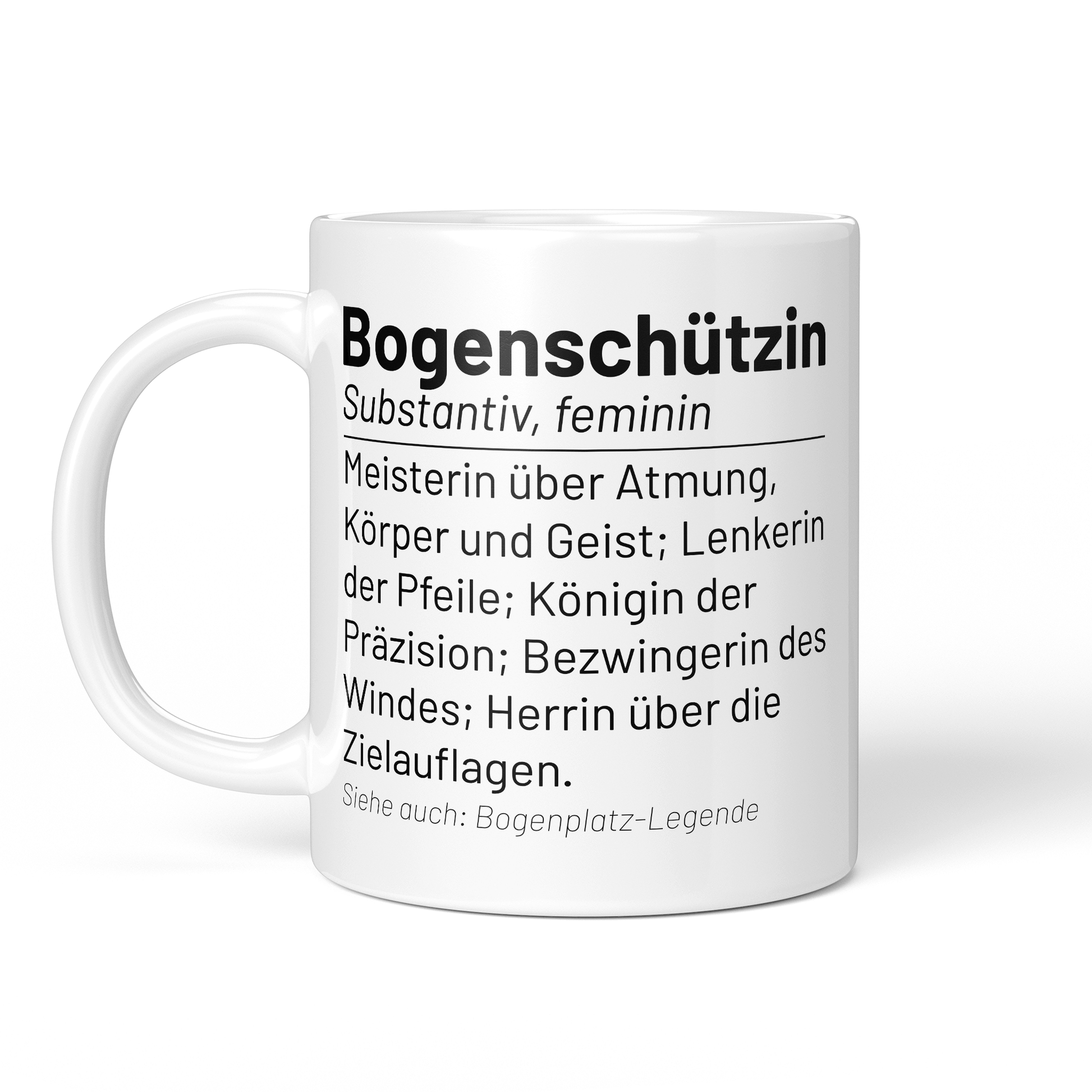 CupHaven® Bogenschießen Tasse - Wörterbuch "Bogenschützin" - Geschenk für Bogenschützen und Bogenschützinnen
