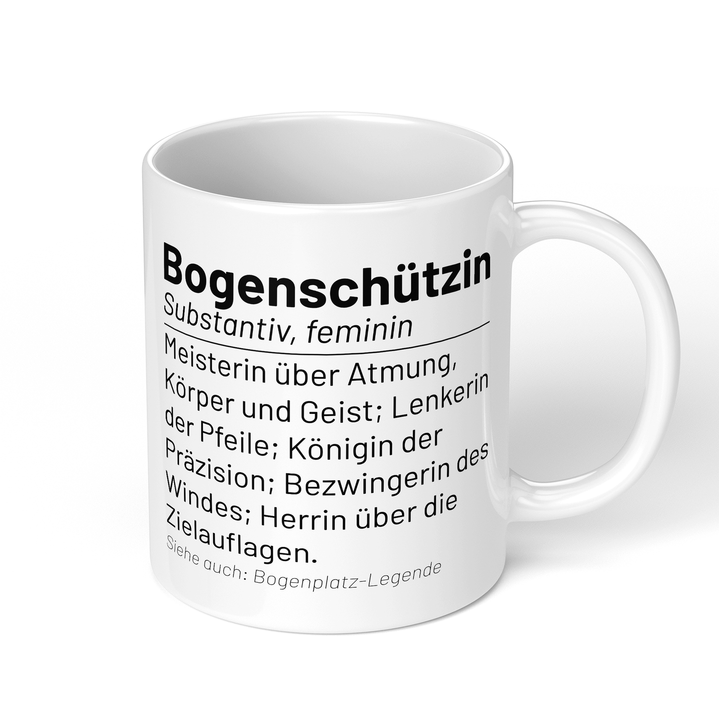 CupHaven® Bogenschießen Tasse - Wörterbuch "Bogenschützin" - Geschenk für Bogenschützen und Bogenschützinnen