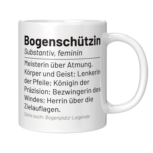 Bogenschießen Tasse - Wörterbuch "Bogenschützin" (Bogenschütze, Bogensport, Geschenk)