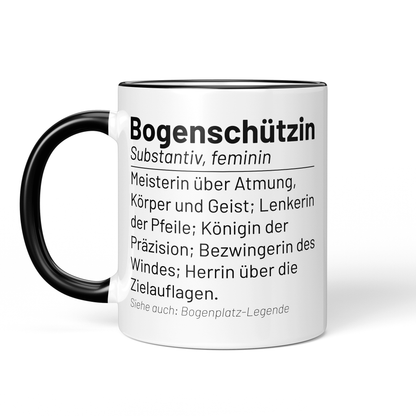 CupHaven® Bogenschießen Tasse - Wörterbuch "Bogenschützin" - Geschenk für Bogenschützen und Bogenschützinnen