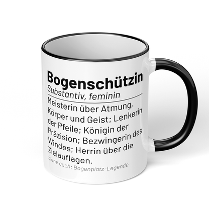 CupHaven® Bogenschießen Tasse - Wörterbuch "Bogenschützin" - Geschenk für Bogenschützen und Bogenschützinnen