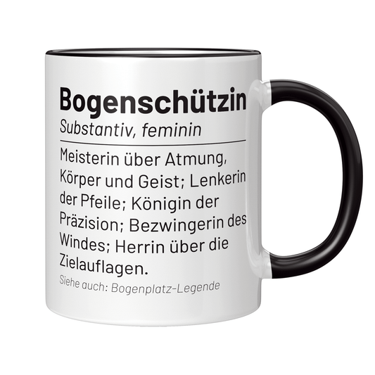 Bogenschießen Tasse - Wörterbuch "Bogenschützin" (Bogenschütze, Bogensport, Geschenk)