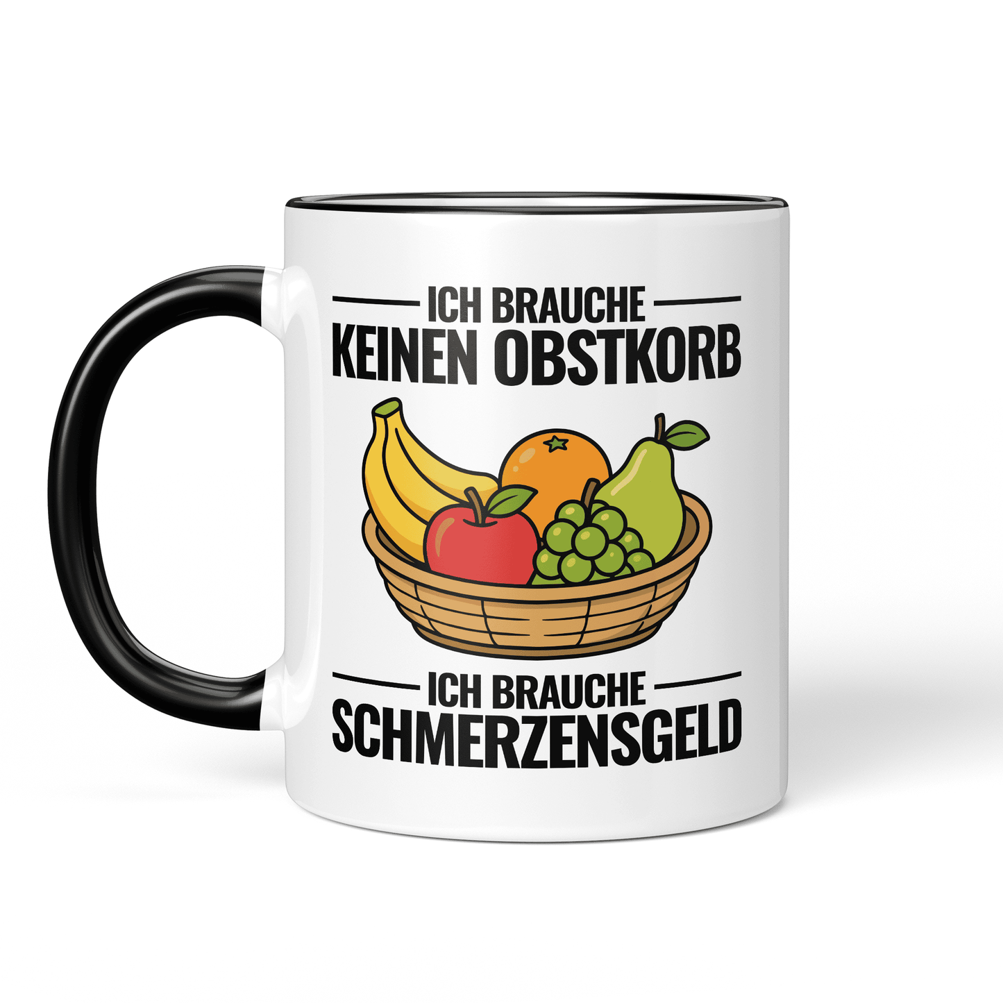 CupHaven® Büro Tasse - Ich brauche keinen Obstkorb. Ich brauche Schmerzensgeld! - Geschenk fürs Büro - Lustige und coole Büro-Sprüche
