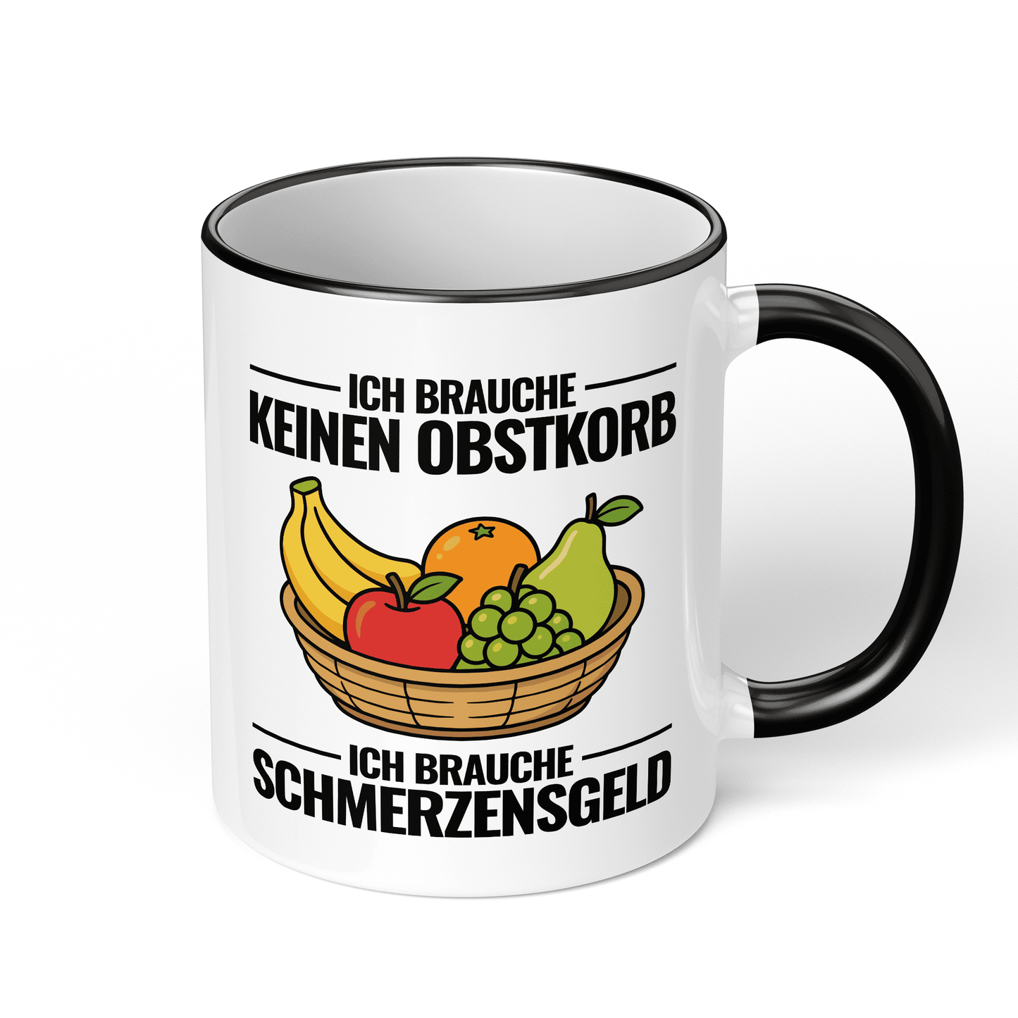CupHaven® Büro Tasse - Ich brauche keinen Obstkorb. Ich brauche Schmerzensgeld! - Geschenk fürs Büro - Lustige und coole Büro-Sprüche