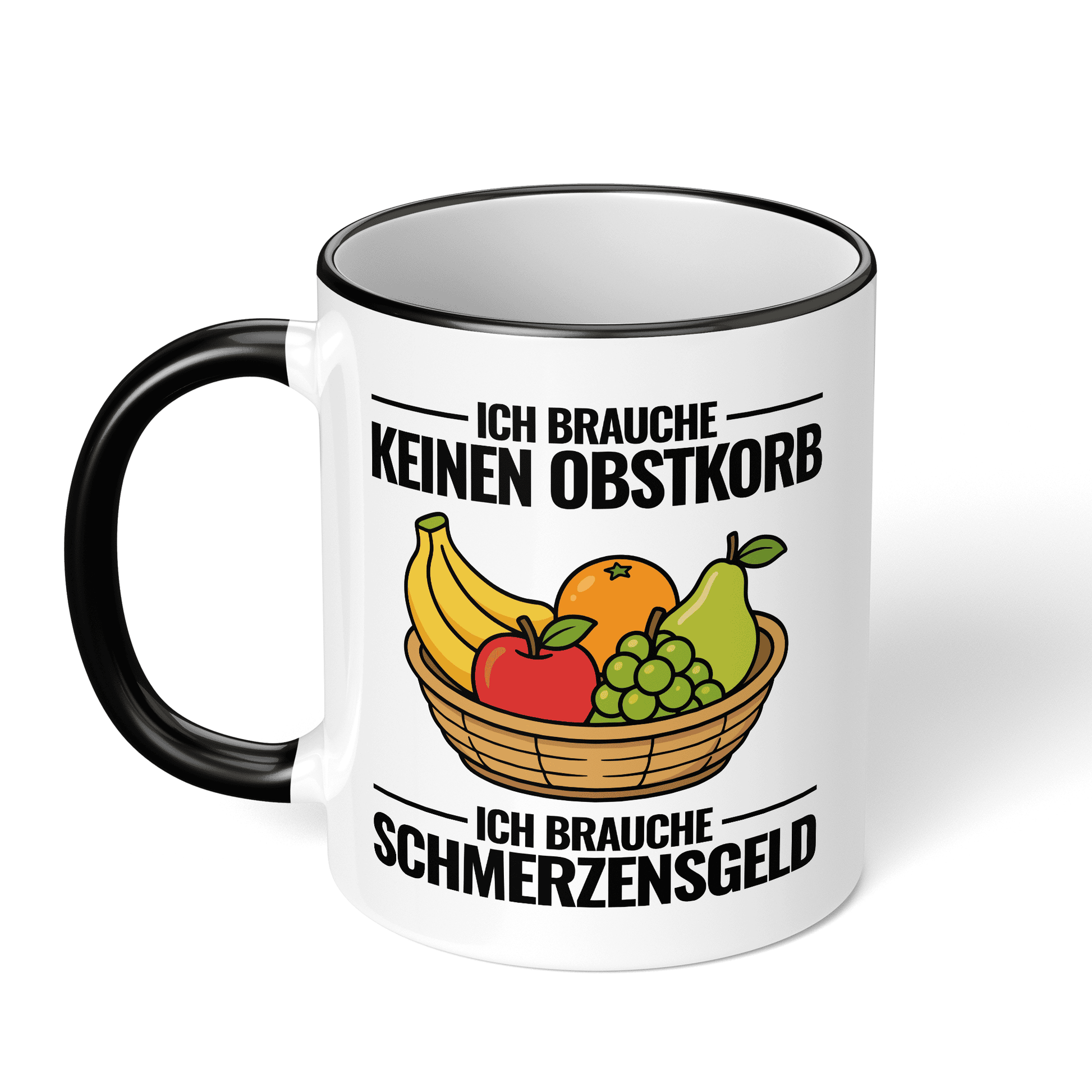CupHaven® Büro Tasse - Ich brauche keinen Obstkorb. Ich brauche Schmerzensgeld! - Geschenk fürs Büro - Lustige und coole Büro-Sprüche