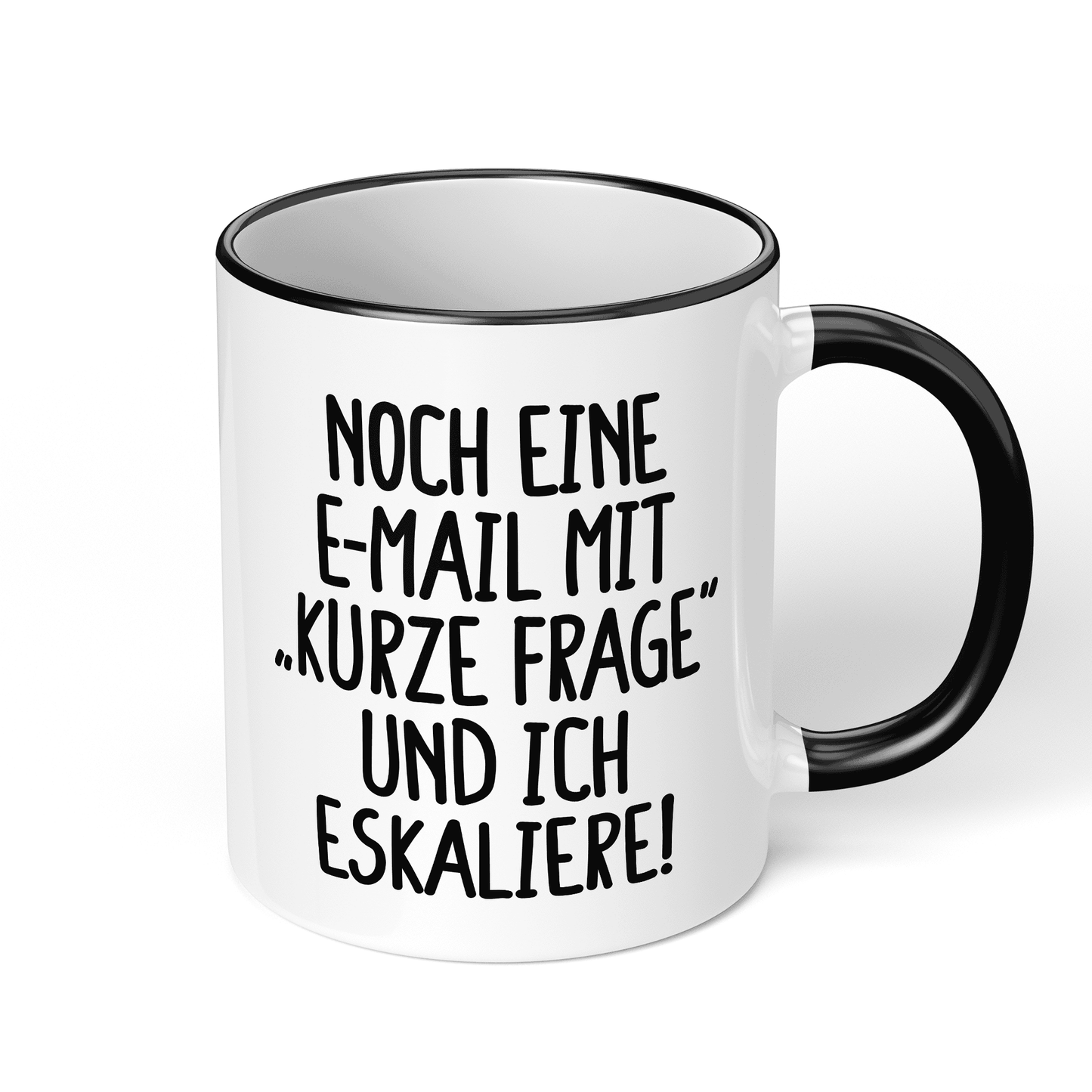 CupHaven® Büro Tasse - Noch eine E-Mail mit "Kurze Frage" und ich eskaliere! - Geschenk fürs Büro - Lustige und coole Büro-Sprüche