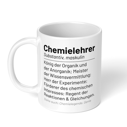 CupHaven® Chemielehrer Tasse - Wörterbuch "Chemielehrer" - Geschenk für Chemielehrer und Chemielehrerinnen