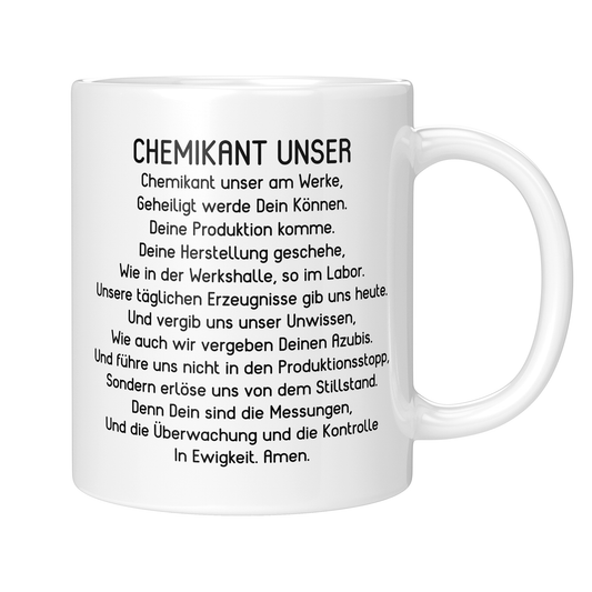Chemikant Tasse - "Chemikant Unser"-Gebet (Chemikantin, Geschenk)