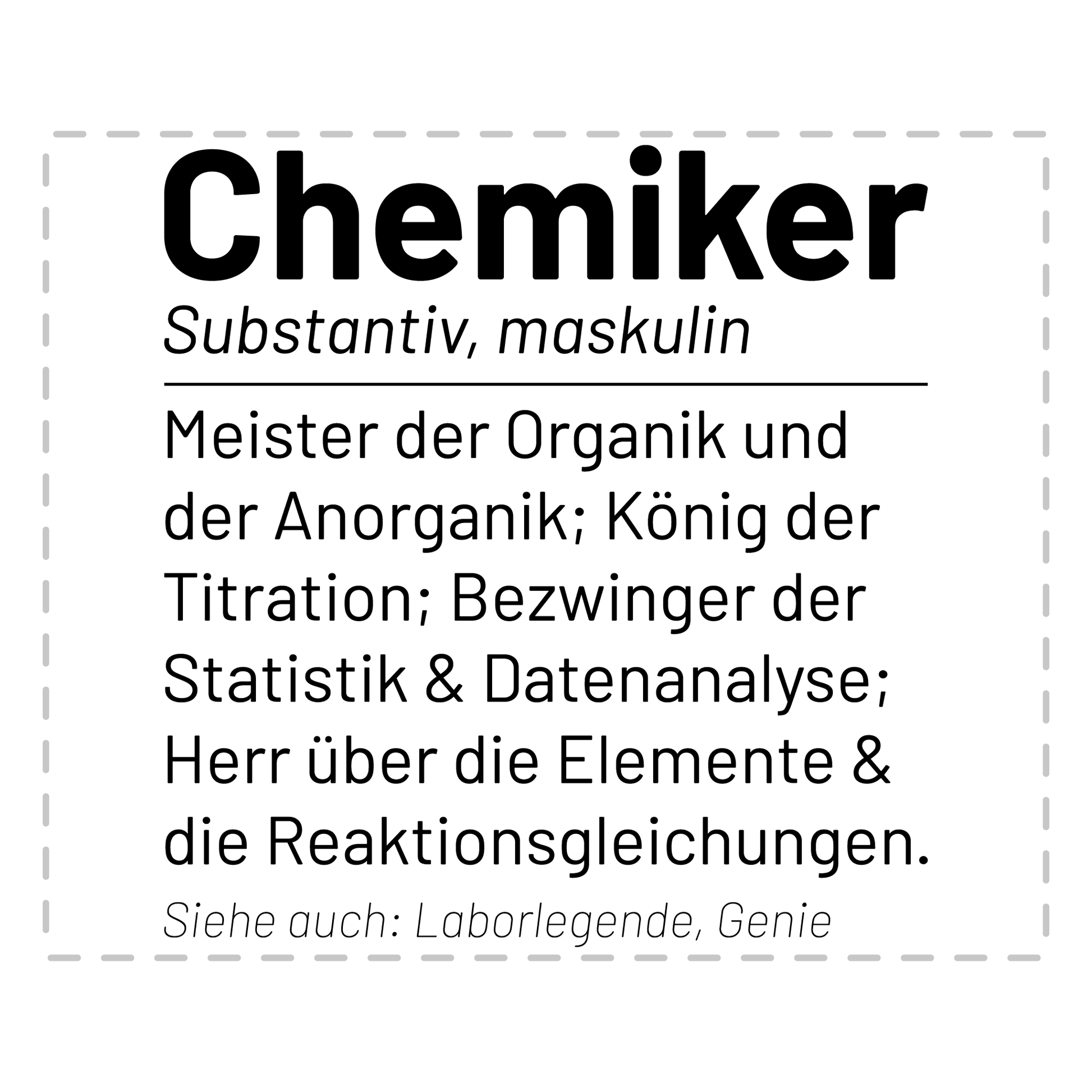 Chemiker Tasse - Wörterbuch "Chemiker" (Chemie, Chemikerin, Geschenk)