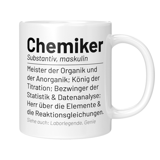 Chemiker Tasse - Wörterbuch "Chemiker" (Chemie, Chemikerin, Geschenk)