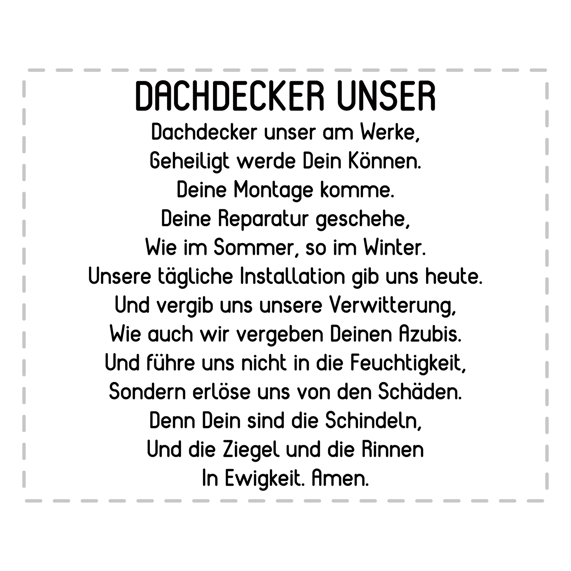 Dachdecker Tasse - "Dachdecker Unser" Gebet (Dachdeckerin, Geschenk)