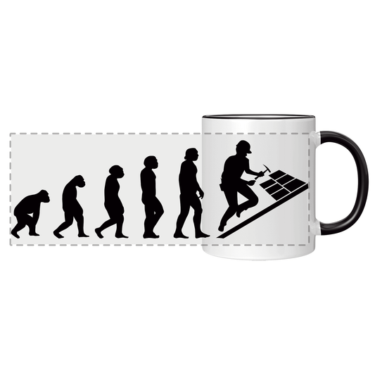 Dachdecker Tasse - Evolution des Dachdeckers (Dachdeckerin, Geschenk)